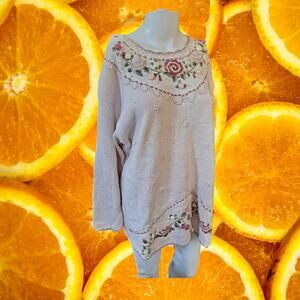 Shenanigans Knit Grandma Chic Sweater with Beading‎